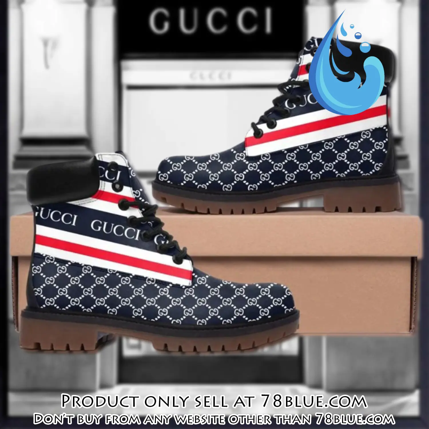 Gucci pattern navy luxury brand boots premium gifts for men women 78b5747474